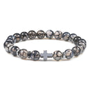 Gebet Männer Naturstein Holzperlen Rosenkranz Hämatit Kreuz Armbänder Onyx Meditation Armband Frauen Yoga Schmuck Homme Pulsera