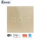 EsooLi Tuya Smart Life Glasscheibe EU/UK Standard-Touch-Schalter Zero/Single Fire Line Sprachsteuerung Licht Drahtloser Wandschalter