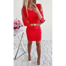 Sexy Perlenkleid Langarm Frühling Herbst Winter Frauen Kleider Casual O Neck Bodycon Pencil Kleider