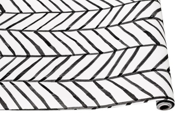 Papel pintado moderno de Peel And Stick de rayas, papel de Contacto autoadhesivo de vinilo blanco y negro en espiga para decoración del hogar del dormitorio de niños