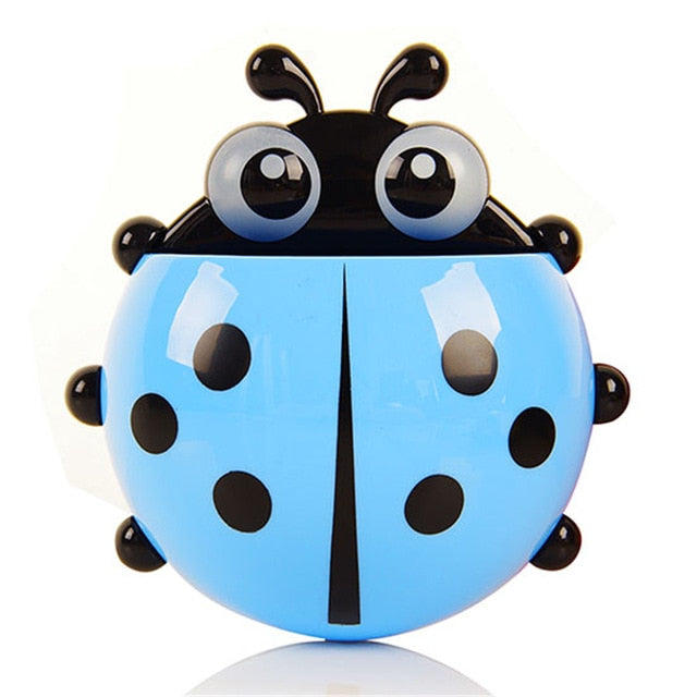 1pcs Ladybug Animal Insect Toothbrush Holder Bathroom Cartoon Toothbrush Toothpaste Wall Suction Holder Rack Container Organizer