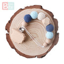 Cadena de chupete para bebé, Clip de madera de elefante, bolsa de cuentas geométricas de ganchillo, mordedor de madera, varilla pequeña, Clips para chupete de bebé, 1 ud.