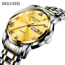 BELUSHI Top-Marken-Uhr-Mann-Edelstahl-Geschäfts-Datums-Uhr-wasserdichte leuchtende Uhren-Herren-Luxussport-Quarz-Armbanduhr