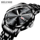 BELUSHI Top-Marken-Uhr-Mann-Edelstahl-Geschäfts-Datums-Uhr-wasserdichte leuchtende Uhren-Herren-Luxussport-Quarz-Armbanduhr