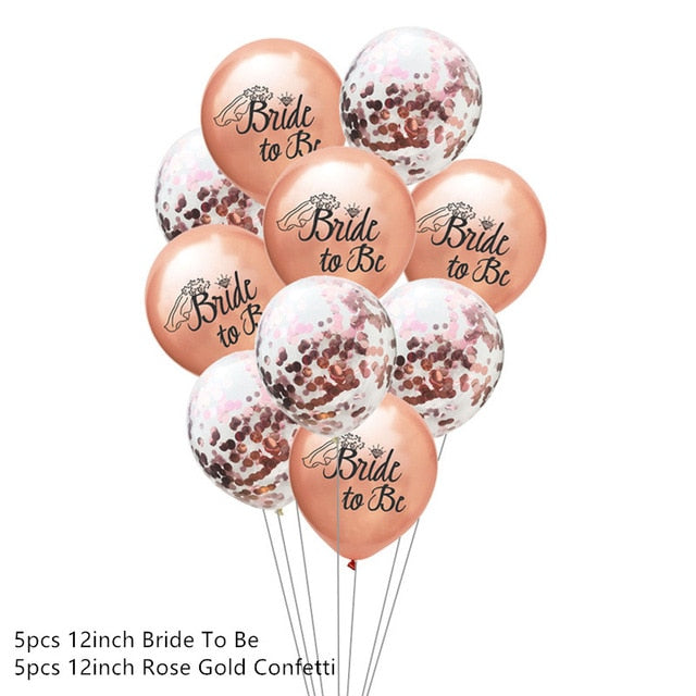 Decoraciones de boda Oro rosa Novia a ser Carta Foil Ballon Novia Velo Sash Diadema Despedida de soltera Suministros para fiesta de despedida de soltera