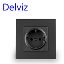 Delviz Wand-USB-Steckdose, viele neue Stilplatten, Schlafzimmersteckdose, AC 110 V-250 V 16 A Wand eingebettet, Doppel-USB-EU-Standard-Steckdose
