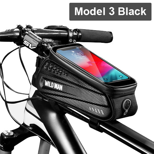 WILD MAN New Bike Bag Frame Front Top Tube Cycling Bag Waterproof 6.6in Phone Case Touchscreen Bag MTB Pack Bicycle Accessories