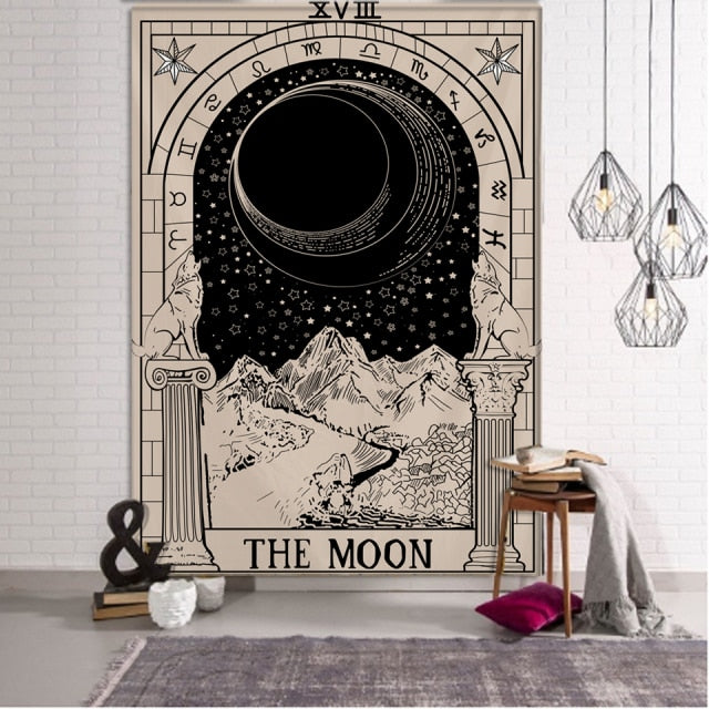 Tapiz de cartas de Tarot para colgar en la pared, colcha de adivinación de astrología, alfombrilla de playa