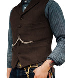 Herren Anzug Weste Braun Hochzeit Wolle Tweed Business Weste Jacke Casual Slim Fit Gilet Homme Westen für Trauzeugen Mann Hochzeit