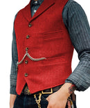 Herren Anzug Weste Braun Hochzeit Wolle Tweed Business Weste Jacke Casual Slim Fit Gilet Homme Westen für Trauzeugen Mann Hochzeit
