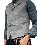 Herren Anzug Weste Braun Hochzeit Wolle Tweed Business Weste Jacke Casual Slim Fit Gilet Homme Westen für Trauzeugen Mann Hochzeit