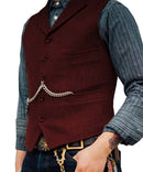 Herren Anzug Weste Braun Hochzeit Wolle Tweed Business Weste Jacke Casual Slim Fit Gilet Homme Westen für Trauzeugen Mann Hochzeit