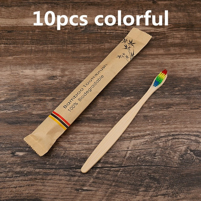 5/10pcs eco friendly toothbrush Bamboo Resuable Toothbrushes Portable Adult  Wooden Soft Tooth Brush for Home Travel Hotel use