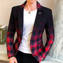 Männer Blazer 2020 Frühling Neue Colorblock Plaid Blazer Männer Slim Casual Man Blazer Hochzeit Business Party Kleidung Kleid Männer Mäntel
