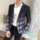 Männer Blazer 2020 Frühling Neue Colorblock Plaid Blazer Männer Slim Casual Man Blazer Hochzeit Business Party Kleidung Kleid Männer Mäntel