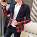 Männer Blazer 2020 Frühling Neue Colorblock Plaid Blazer Männer Slim Casual Man Blazer Hochzeit Business Party Kleidung Kleid Männer Mäntel