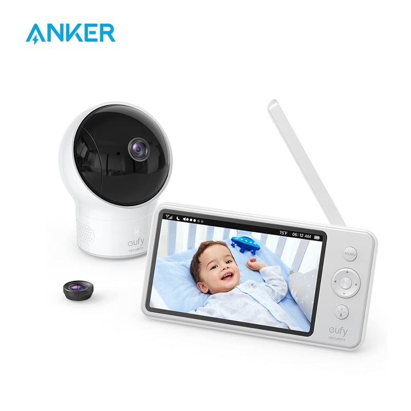 Video Baby Monitor, eufy Security Video Baby Monitor con cámara y audio, resolución HD de 720p, lente gran angular de 110° incluida