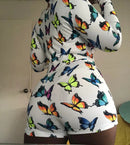 Sexy Bodysuit Damen Floral Langarm Bodycon Verband Overall Bodysuit Strampler Lässige Trikot Tops Nachtwäsche