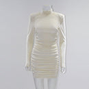 CNYIHSE Sexy Bodycon Samt Minikleid Frauen Herbst Langarm High Neck Party Kleider Weibliche Samt Etuikleid Roben Vestido