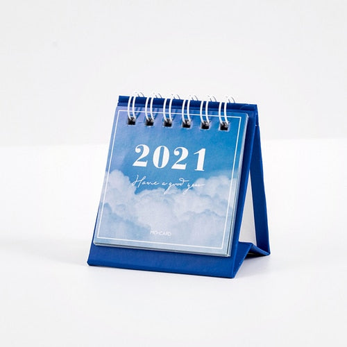 2021 Sun Moon Star Series Mini-Desktop-Papier-Querformat-Kalender Dual Daily Scheduler Table Planer Annual Agenda Organizer