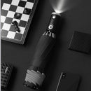 Automatischer Regenschirm mit reflektierendem Streifen, umgekehrter LED-Lichtschirm, drei zusammenklappbar, umgekehrt, 10 Rippen, winddicht, für Reisen