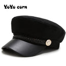 Sun Casual Military Caps Frau Cotton Beret Flat Hats Captain Cap Trucker Vintage Black Sport Dad Bone Male Damen Lederhut