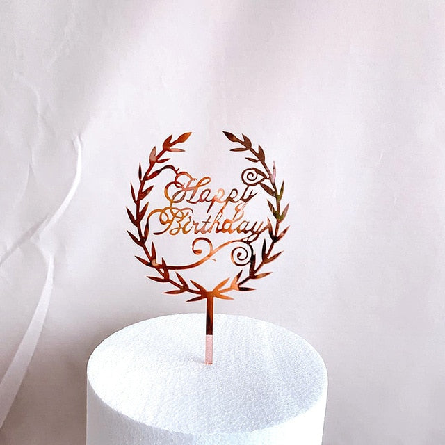 New Happy Birthday Cake Topper Rose Gold Herz Geburtstag Acryl Cake Topper für Kindergeburtstag Party Kuchen Dekorationen Baby Shower
