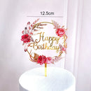 New Happy Birthday Cake Topper Rose Gold Herz Geburtstag Acryl Cake Topper für Kindergeburtstag Party Kuchen Dekorationen Baby Shower