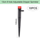 Sistema de riego por goteo con manguera de 1/4 ", Kit de aspersor de 8 orificios ajustable de 360 ​​grados, riego de jardín, inserción de microgotero de flujo de tierra