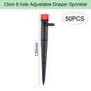 Sistema de riego por goteo con manguera de 1/4 ", Kit de aspersor de 8 orificios ajustable de 360 ​​grados, riego de jardín, inserción de microgotero de flujo de tierra