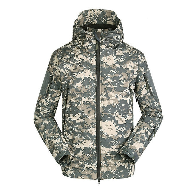 Chaqueta táctica militar Shark Soft Shell para hombre, cortavientos impermeable y cálido, ropa del Ejército de EE. UU., chaqueta de camuflaje de invierno de talla grande para hombre
