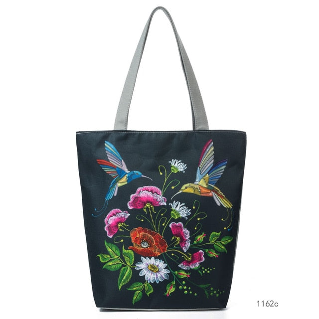 Miyahouse, bolso de mano con estampado Floral, bolso de hombro para mujer, bolso de lona para la playa de verano, bolso de compras para mujer de uso diario para mujer