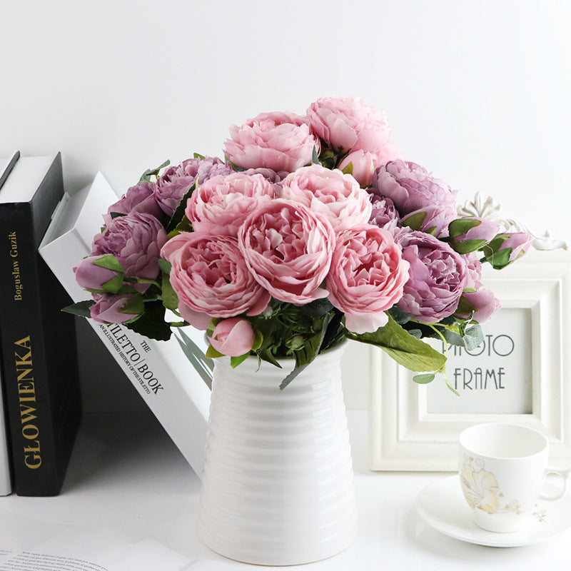 1 Bündel Seide Pfingstrose Bouquet Home Dekoration Zubehör Hochzeit Sammelalbum Gefälschte Pflanzen Diy Pompons Künstliche Rosen Blumen