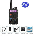 Baofeng UV-5R 8W Walkie Talkie portátil CB Ham Radio Amateur 10KM UHF VHF escáner Radio FM transceptor UV5R UV 5R para caza