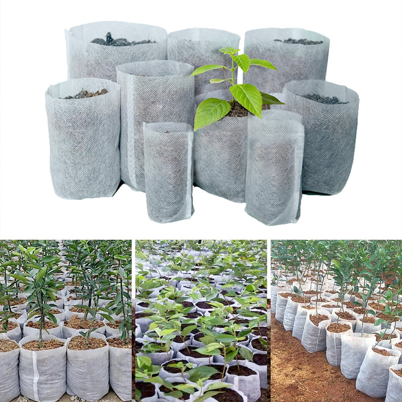 Macetas de plántulas no tejidas biodegradables de diferentes tamaños, 100 Uds., bolsas de plantación ecológicas, bolsa de vivero, bolsas de cultivo de plantas para jardín