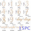 Hölzerner Baby-Monats-Meilenstein-Karte Neugeborener Geburts-Monat-Geburtstags-Meilenstein-hölzerner Beißring-Baby-Kind-Fotografie-Requisiten-Spielzeug