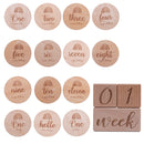 Hölzerner Baby-Monats-Meilenstein-Karte Neugeborener Geburts-Monat-Geburtstags-Meilenstein-hölzerner Beißring-Baby-Kind-Fotografie-Requisiten-Spielzeug