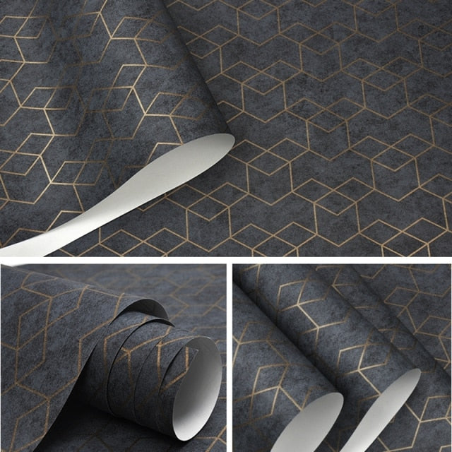 Gris oscuro|Blanco|Negro Papel tapiz geométrico simple Rollo Diseño moderno Papel de pared Decoración de pared para el hogar Dormitorio Sala de estar Fondo