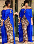 Mr Hunkle Leopard Loose Bodycon Fashion Outdoor WomenMaxi Dress Freizeit Patchwork Strapless Sexy Ethnic Style African Vestidos