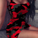 Plus Size5xl Sexy Figurbetontes Minikleid für Frauen Sommer 2020 Party Club Camouflage Schlankes Kleid Hohlgestrickte Wickelkleider Leibchen
