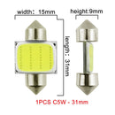 1x C10W C5W LED COB Girlande 31mm 36mm 39mm 41/42mm 12V Weiße Birnen für Autos Nummernschild Innenleseleuchte 6500K 12SMD