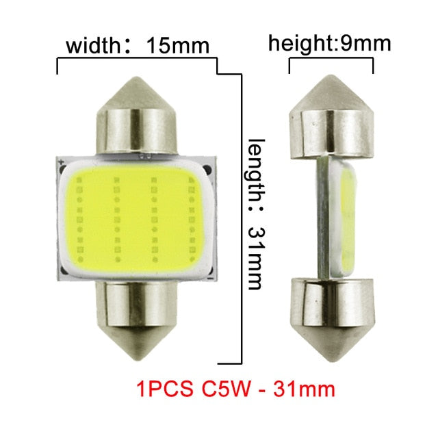 1 festón LED COB C10W C5W de 31mm, 36mm, 39mm, 41/42mm, 12V, bombillas blancas para coches, luz de lectura Interior para matrícula, 6500K, 12SMD