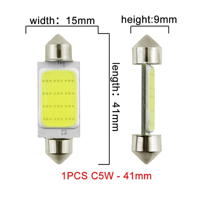 1 festón LED COB C10W C5W de 31mm, 36mm, 39mm, 41/42mm, 12V, bombillas blancas para coches, luz de lectura Interior para matrícula, 6500K, 12SMD
