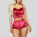 WENYUJH 2020 Frauen 2 stücke Samt Nachtwäsche Sexy Spaghettibügel Samt Shorts Pyjama Set Damen Nachtwäsche weibliche Pyjama Party Set