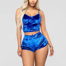 WENYUJH 2020 Frauen 2 stücke Samt Nachtwäsche Sexy Spaghettibügel Samt Shorts Pyjama Set Damen Nachtwäsche weibliche Pyjama Party Set
