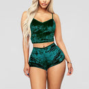 WENYUJH 2020 Frauen 2 stücke Samt Nachtwäsche Sexy Spaghettibügel Samt Shorts Pyjama Set Damen Nachtwäsche weibliche Pyjama Party Set