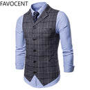 Nuevo chaleco para hombre, chaleco informal de negocios para hombre, chaleco de entramado para hombre, chaleco de traje sin mangas a la moda para hombre, Top informal inteligente, gris y azul