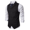 Nuevo chaleco para hombre, chaleco informal de negocios para hombre, chaleco de entramado para hombre, chaleco de traje sin mangas a la moda para hombre, Top informal inteligente, gris y azul