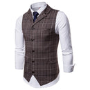 Nuevo chaleco para hombre, chaleco informal de negocios para hombre, chaleco de entramado para hombre, chaleco de traje sin mangas a la moda para hombre, Top informal inteligente, gris y azul