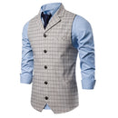 Nuevo chaleco para hombre, chaleco informal de negocios para hombre, chaleco de entramado para hombre, chaleco de traje sin mangas a la moda para hombre, Top informal inteligente, gris y azul
